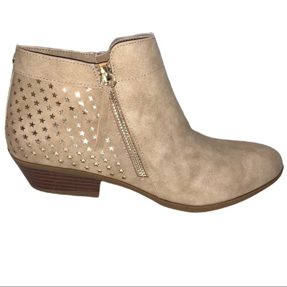 Sam Edelman sz7 tan suede w gold stars zip booties